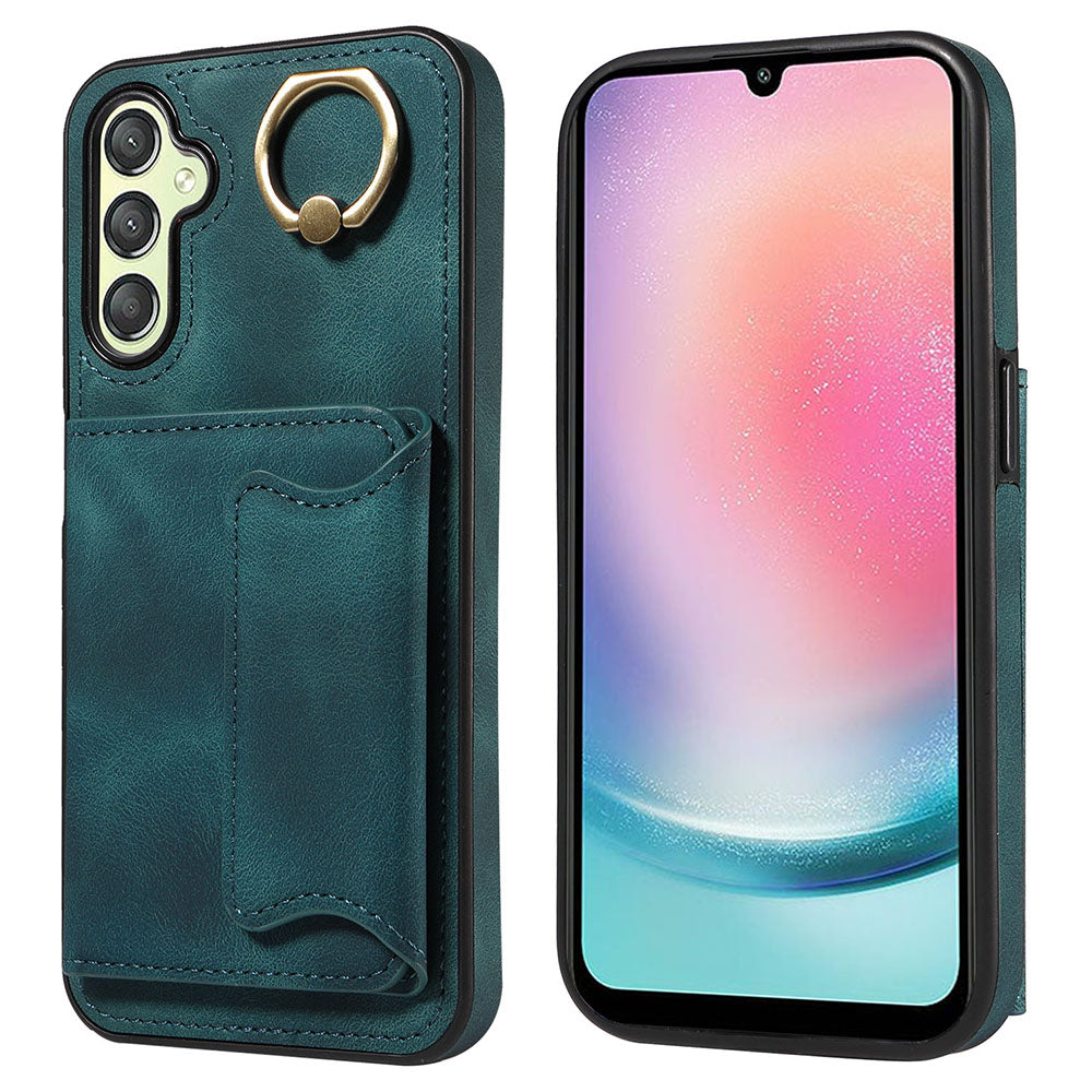 001 For Samsung Galaxy A24 4G A25 5G Card Holder Back Cover PU Leather Coated TPU Phone Case with Ring Kickstand 001 For Samsung Galaxy A24 4G A25 5G Card Holder Back Cover PU Leather Coated TPU Phone Case with Ring Kickstand